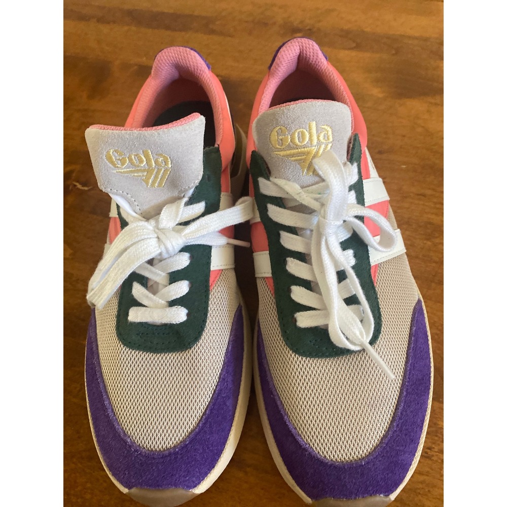 Gola Raven CLB516 Retro Sneakers Suede Wheat Coral Pink Royal Purple US 9 Box - Picture 10 of 15
